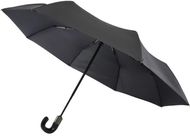 Montebello 21" kokoontaitettava, automaattisesti avautuva/sulkeutuva sateenvarjo koukkukahvalla, musta liikelahja logopainatuksella